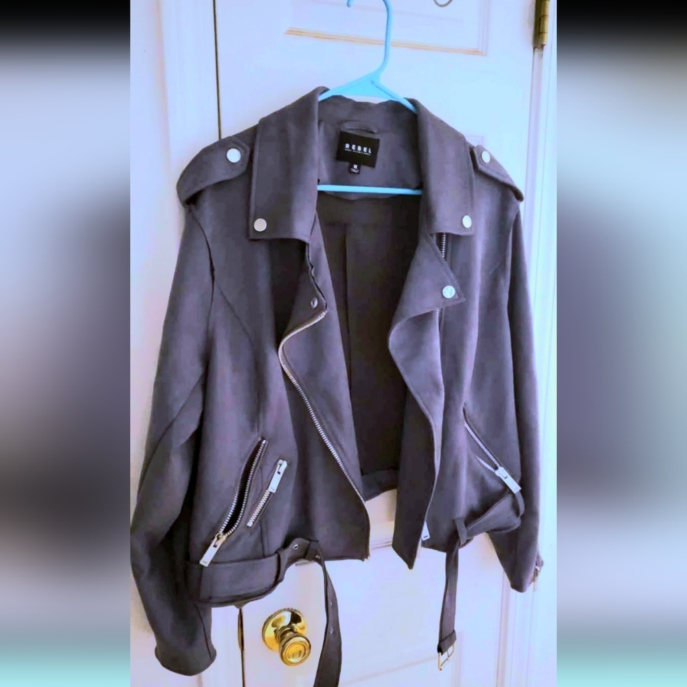 Plus Women's Blue Biker Jacket - Picture 1 of 2